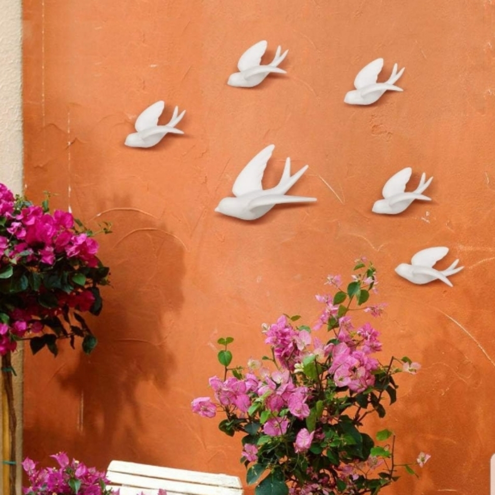 Five HomArt's White Ceramic Bird Wall Decor